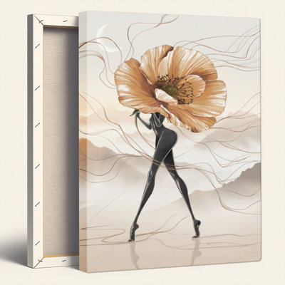 «Flower Silhouette», reproduction d'art sur toile, ensemble de 1