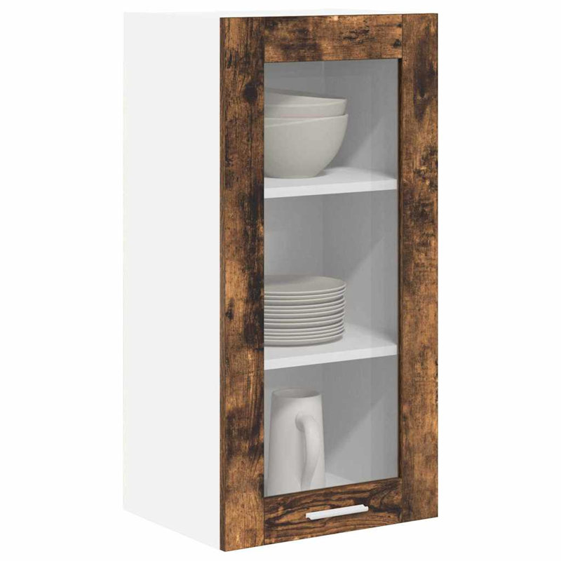 Vidaxl Hanging Cabinet With Storage Riga Grey Sonoma 60 X 31 X 80 Cm, 80cm H x 40cm W x 31cm D, Smoked Oak