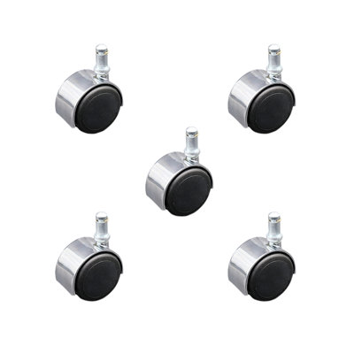 2 Inch Bright Chrome Hooded Urethane Twin Wheel Grip Ring Chair Casters Set of 5