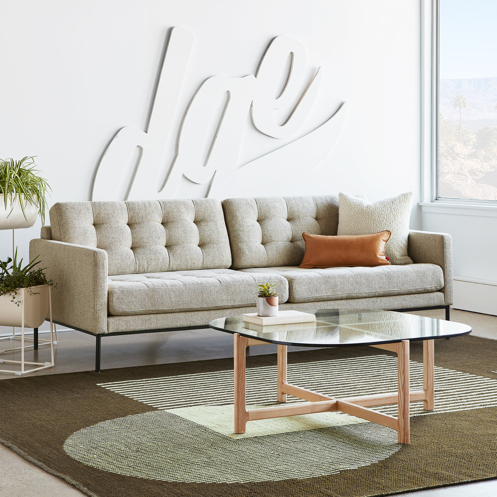 Towne 84" Linen Sofa, Cream Linen