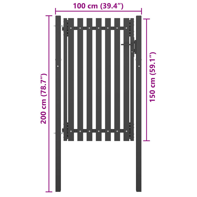 Parchure Anthracite Metal Gate, 200cm H x 99.06cm W