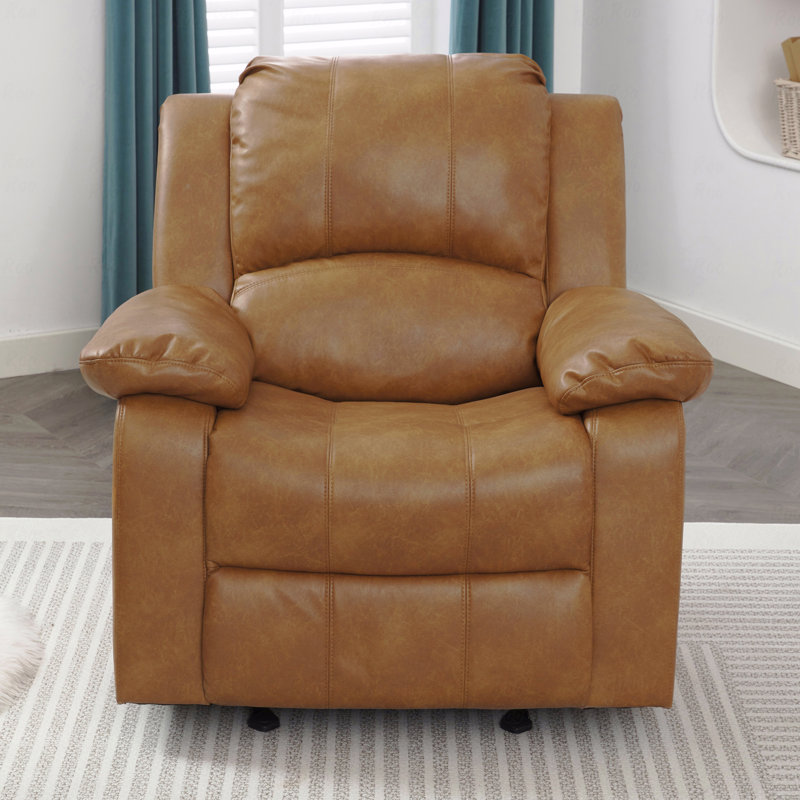 Fauteuil oscillant en cuir Charlotte avec fonction inclinable et gel