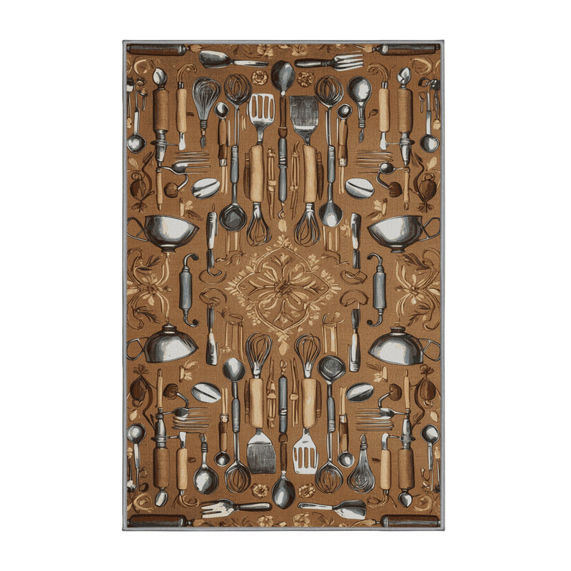 Tapis brun français lavable à la machine, Tapis de couloir 2 pi x 4 pi