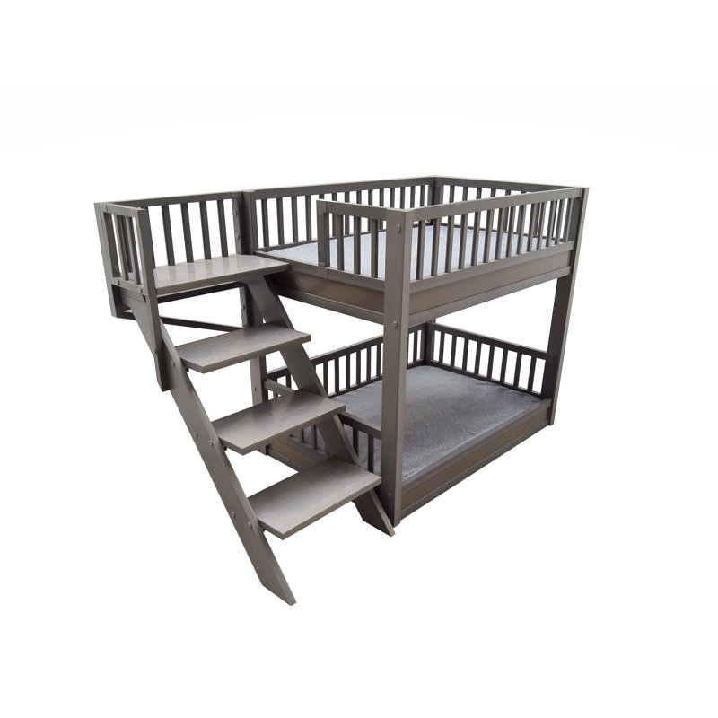 Grey ECOFLEX Orthopedic Elevated Dog Bunk Bed with Stairs
