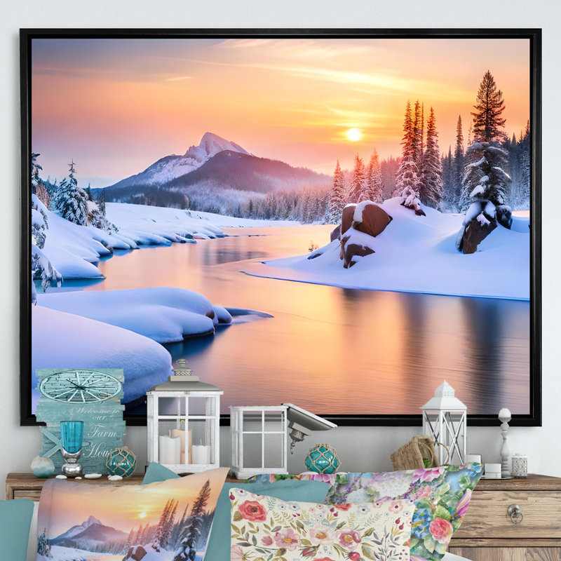 Hiver, beauté de l'Alaska IV, H 30 po x l 40 po x P 1,5 po, Cadre flottant noir
