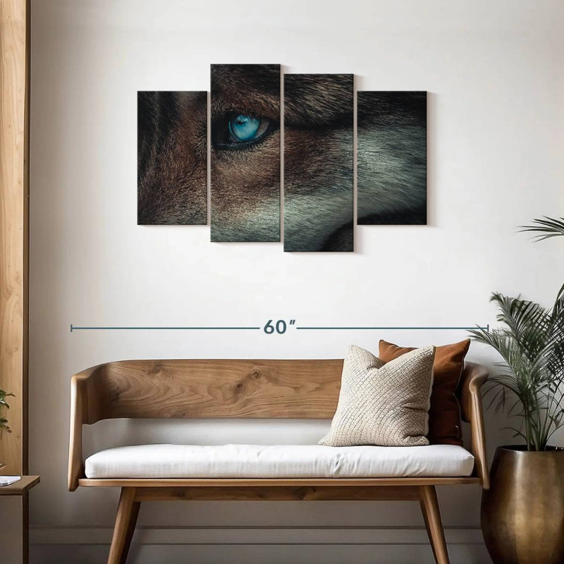 Brampt Blue Eyed Wolf, 27"H x 43"W