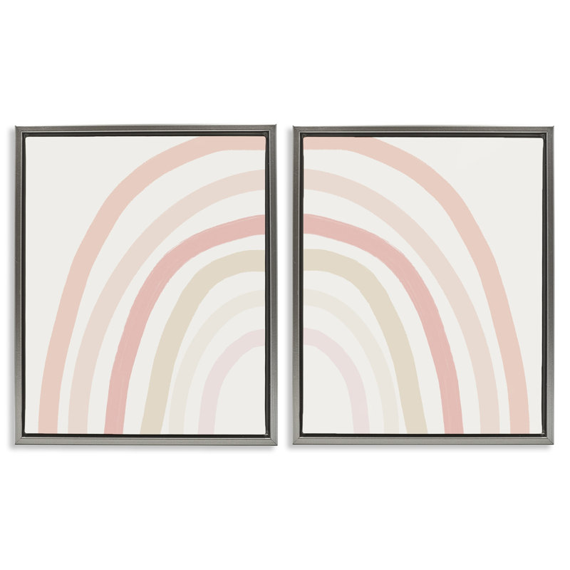 Ensemble de 2 toiles flottantes encadrées pour enfants, Cadre flottant gris lustré, H 21 po x l 17 po