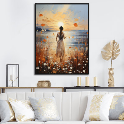 Woman Playing By The Beach Meadows