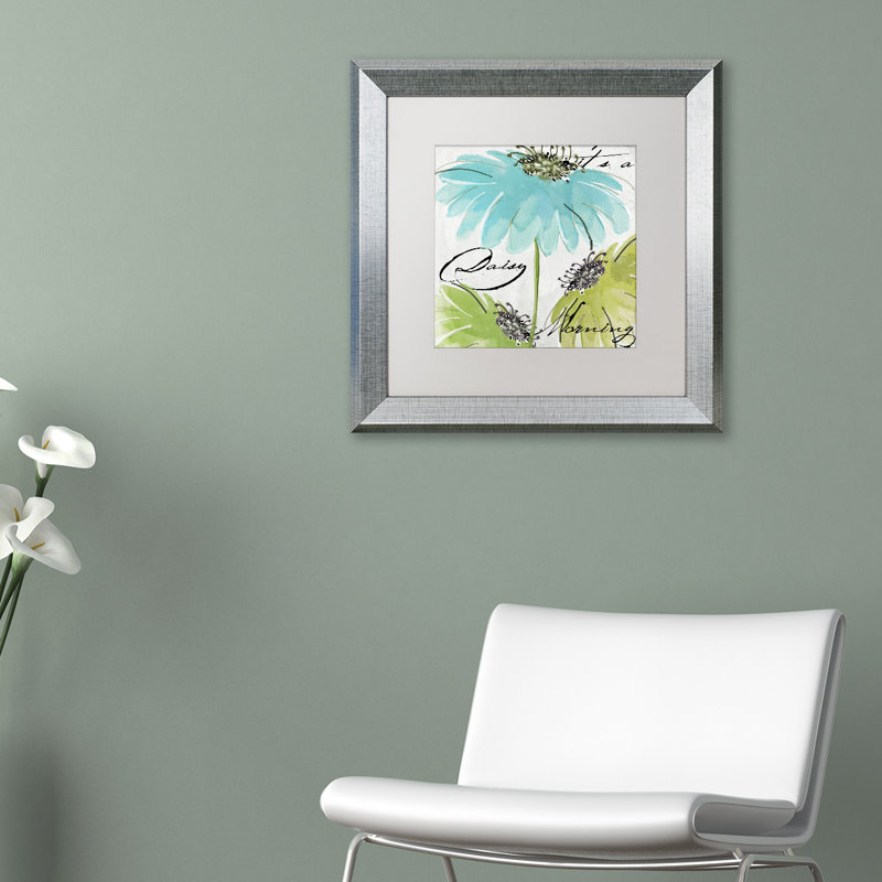 Jadaya «Daisy Morning II», impression encadrée, Blanc, H 16 po x l 16 po x P 0,5 po, Encadrement argenté