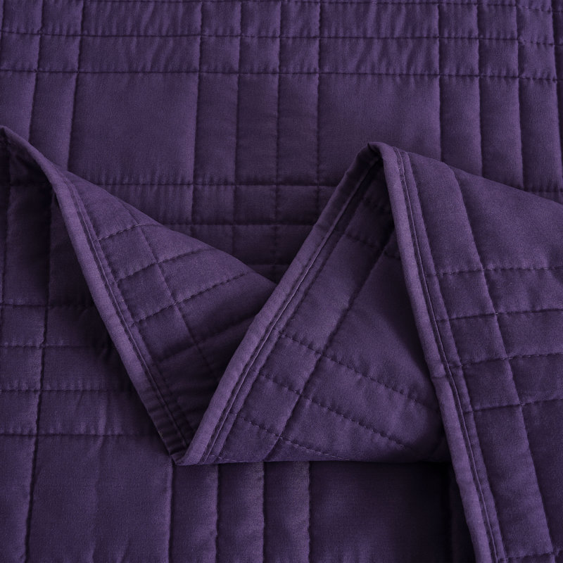 Lightweight Microfiber Reversible 3 Piece Coverlet / Bedspread Set, Queen Bedspread + 2 Standard Shams, Dark Purple