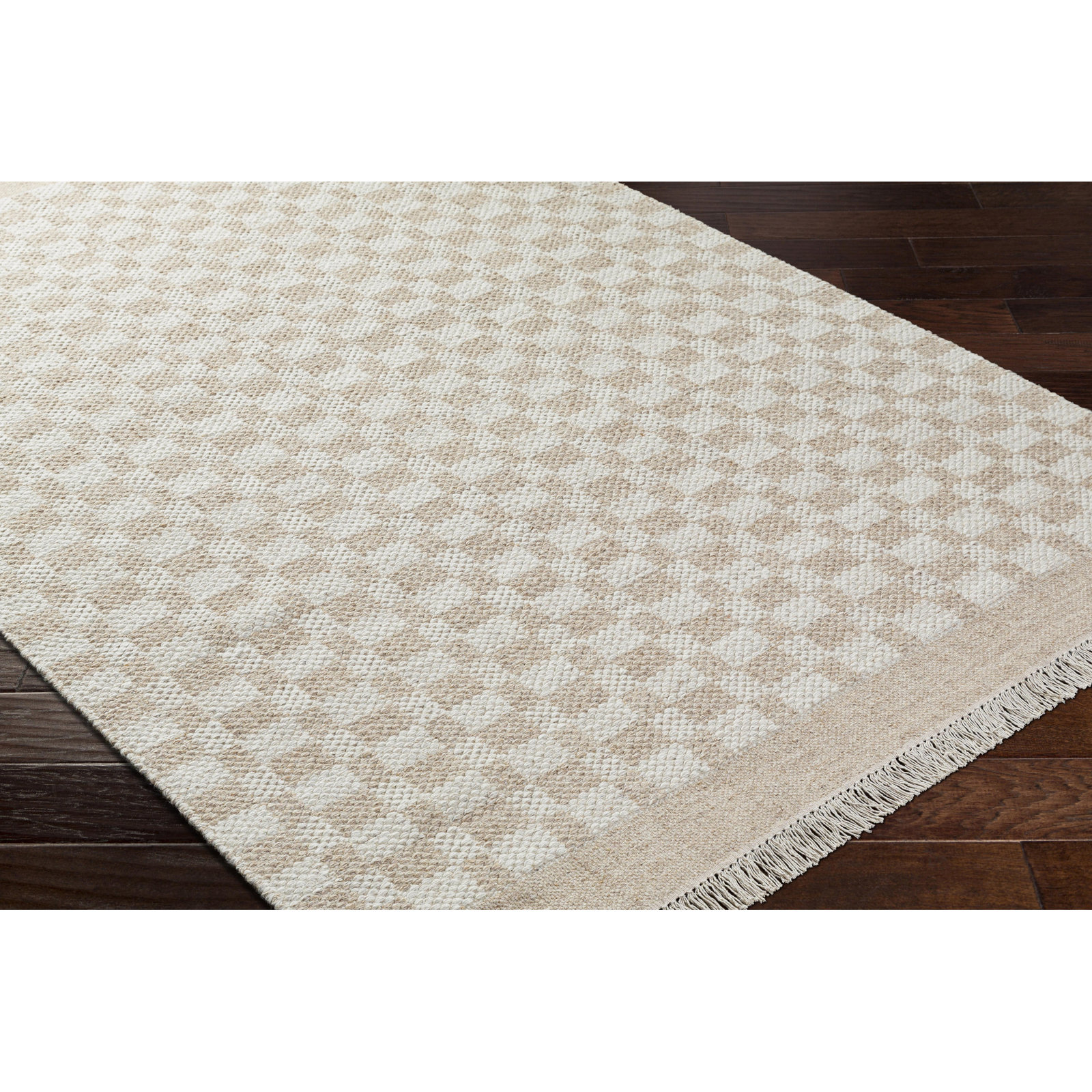 Lavande Hand-Woven Checkered Rug, Rectangle 2' x 3'