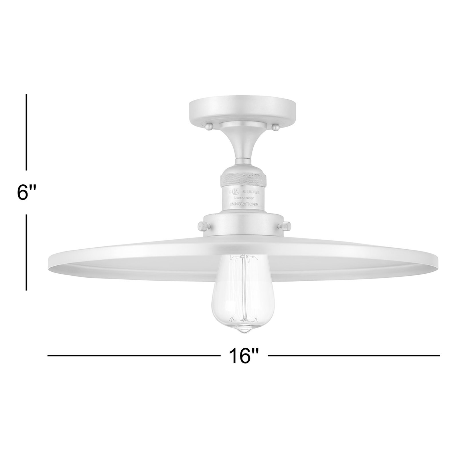 Rouvin Single Light Metal Semi Flush Mount, Satin Gold, Satin Gold, 6" H x 16" W x 16" D