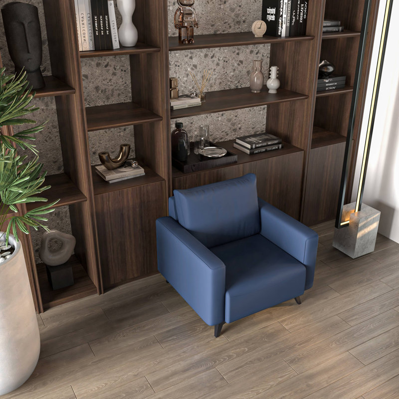 Fauteuil d'appoint en cuir Lapathos, Similicuir bleu foncé
