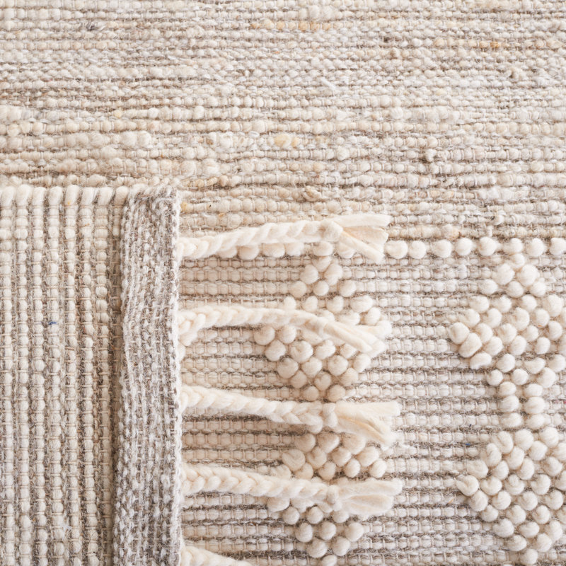 Angadveer Hand Woven Wool/Cotton Geometric;Southwestern Rug in Ivory/Beige, Rectangle 8' x 10'