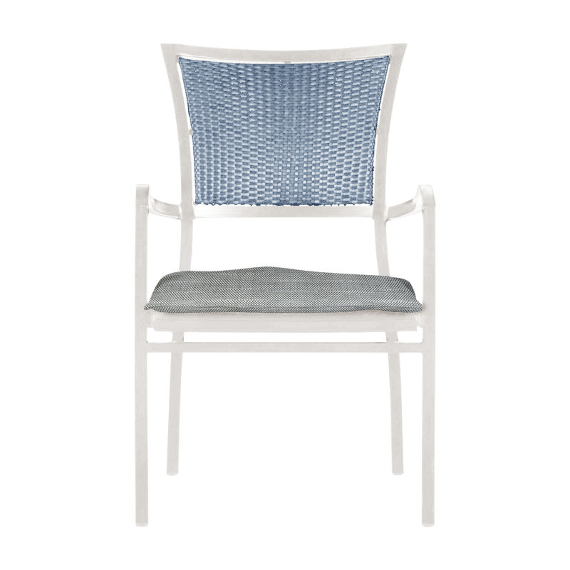 Aire Arm Chair - Chalk And Chambray, No Welt, Rollo Silver, Chalk / Chambray