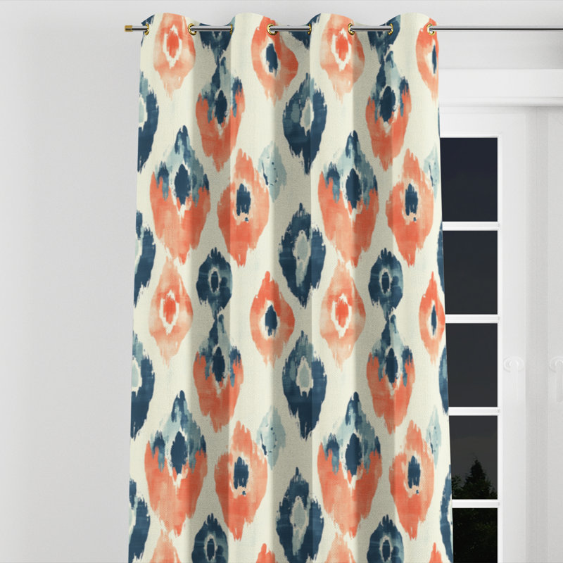 Rideaux en velours Boho - rouge avec œillets Bakerman - 1 panneau, Œillets dorés, L 52 po x L 108 po
