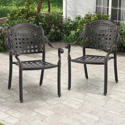 Kurth Metal Outdoor Stacking Dining Armchair