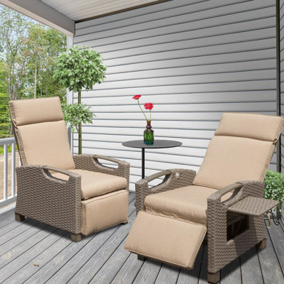 Méridienne inclinable pour le jardin - beige, tissée à la main, coussins de 6,8 po d'épaisseur, réglable à l'extérieur et à l'intérieur, inclinable, coussins