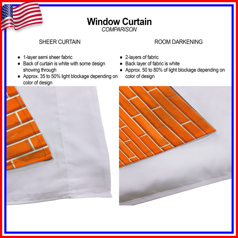 Rideaux de fenêtre Brick Wall, 40in x 82in - 2 panels, Sheer