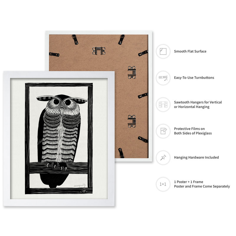 Chouette cornue, Poster, 24"H x 32"W, White Framed