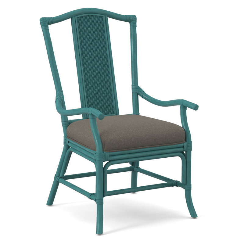 Drury Lane Slat Back Dining Arm Chair, Frost White, Gray Sugar Performance; 0863-84