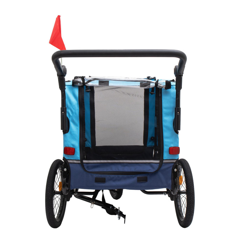 Remorque 2 en 1 et chariot poussoir pour animaux de compagnie, Bleu