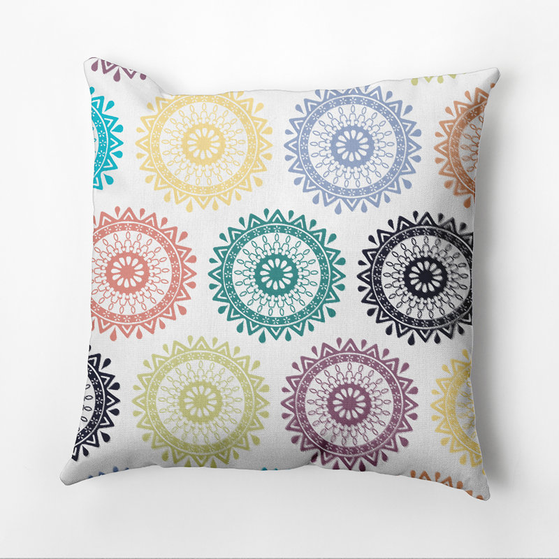 Housse de coussin d'extérieur carré Happy Hippy, sarcelle, H 16 po x l 16 po