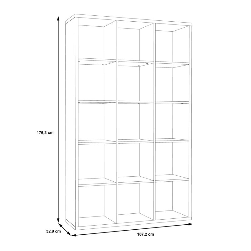176.3cm H x 107.2cm W Standard Bookcase, Concrete Grey