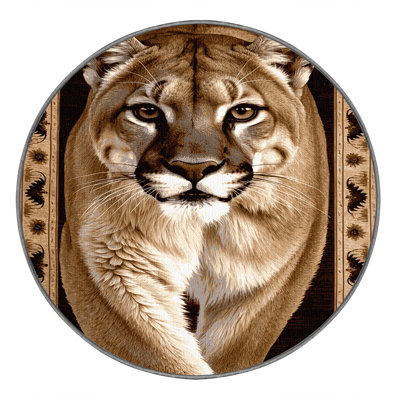  Washable Mountain Lion Wildlife Area Rug