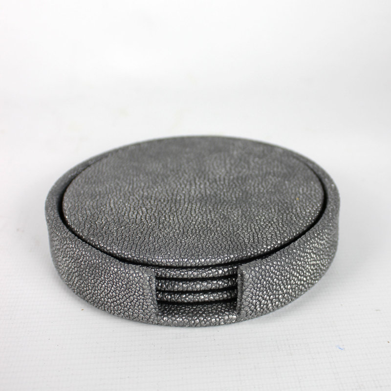 Round 4 Piece Car Coaster Set, in Grey