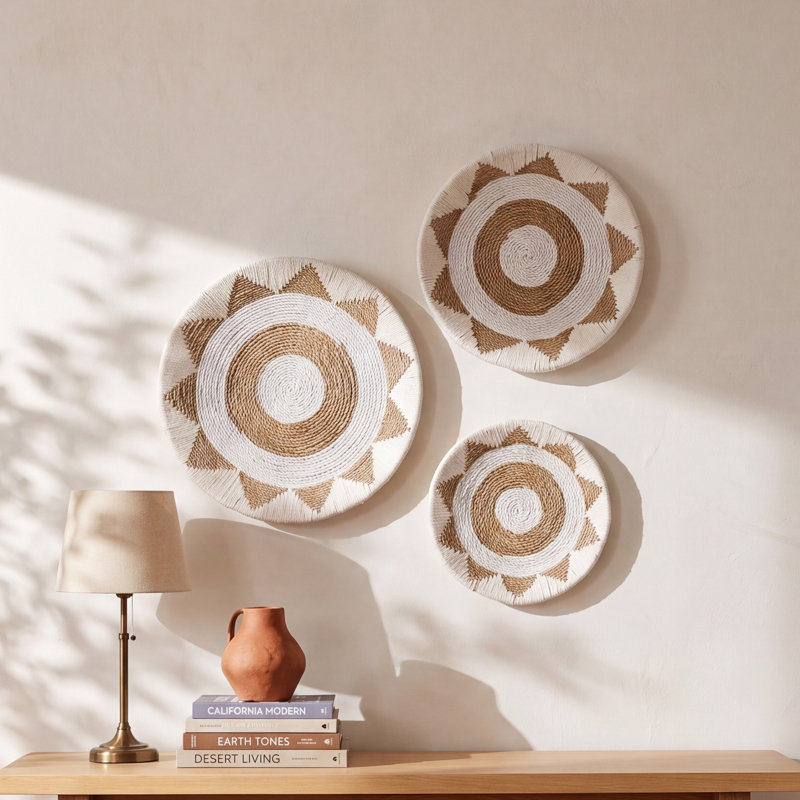 Boho Abstract Wall Decor on Fabric, White