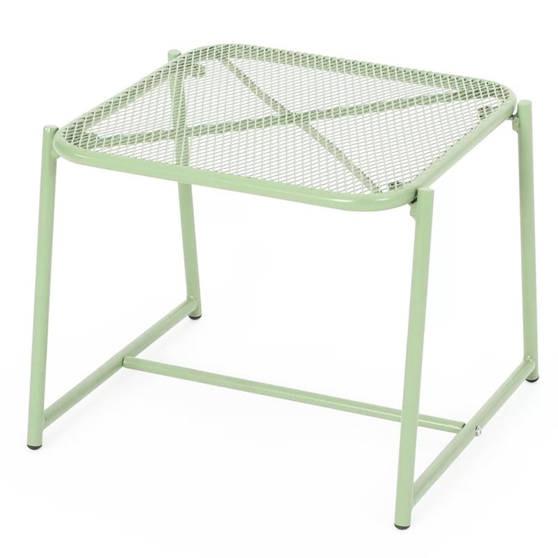 Table d'appoint en fer 15,5 po H, moderne avec ornement en maille, l 19,84 po x P 17,54 po, H 7,63 po
