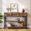 Console moderne en bois de 43,3 po avec 3 tiroirs en tissu, un canapé d'entrée rectangulaire étroit avec station de charge et des tablettes ouvertes pour les couloirs, les salons et les petits espaces-1022265191