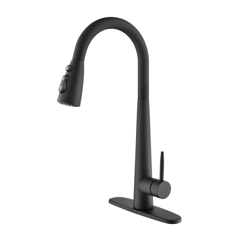 SMARTLET Pull Out Kitchen Faucet, Matte Black
