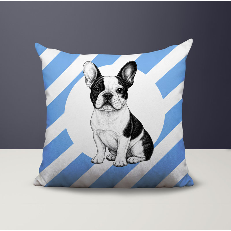 Oreiller réversible intérieur / extérieur French Bulldog, 16 x 16, Bleuet des champs