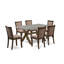 Ensemble de table de salle à manger 7 pièces composé d'une table de salle à manger rectangulaire avec pieds en X et 6 chaises rembourrées en lin café-1099435835-1099470312