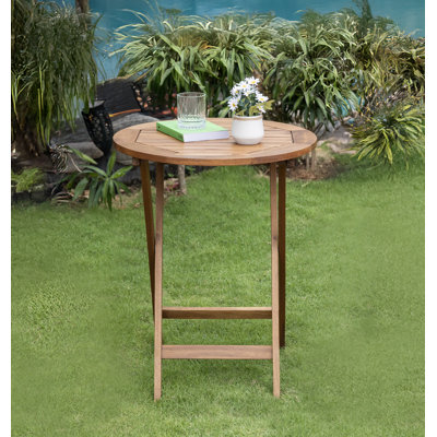 Round Acacia Solid Wood Yes Outdoor Bistro Table , 23.6 " W 23.6 " D