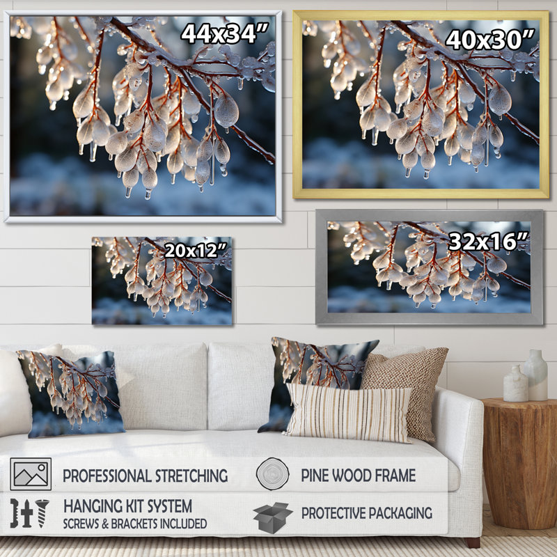 " Icy Tree In Winter I ", 30" H x 40" W x 1.5" D, Wrapped Canvas