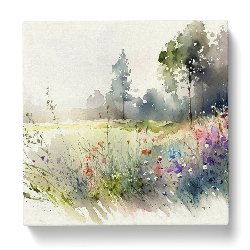 Meadow Watercolour - Wrapped Canvas, 35cm H x 35cm W x 3cm D