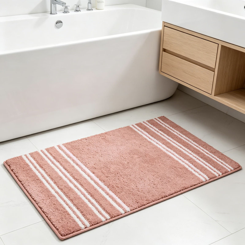 Tapis de salle de bain antidérapant, tapis de bain en chenille ultra doux et super absorbant, tapis en microfibre lavable à séchage rapide pour douche, baignoire et lavabo