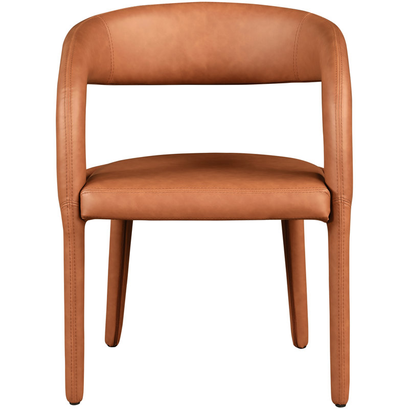 Sylvester Faux Leather Dining Chair, Cognac Vegan Leather