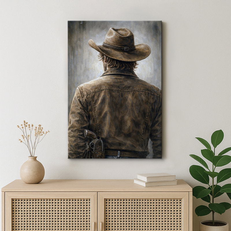 Western Cowboy Gunfighter, vue de dos, photos de salon, impression sur toile encadrée, H 48 po x l 32 po x P 1,5 po