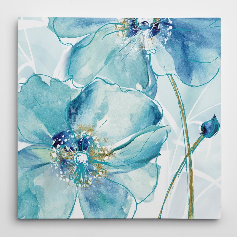 «Blue Spring Poppy II», reproduction d'art, H 40 po x l 40 po x P 1,5 po, Toile tendue