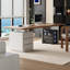 Bureau rectangulaire brun et blanc en bois massif avec 3 tiroirs-1673257360-1820391858