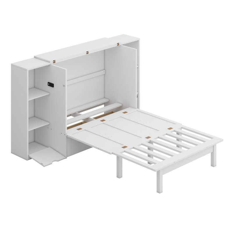 Lit escamotable avec tablettes Murphy, Blanc