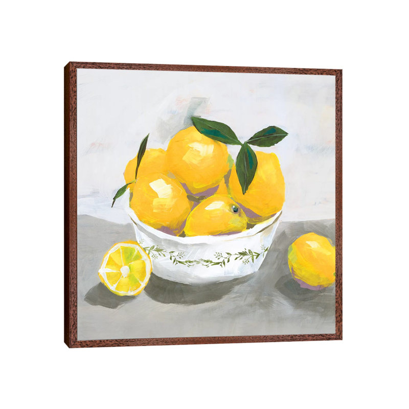 Lemons by Isabelle Z - Painting on Canvas, Classic Brown Wood Framed, 93.98 cm H x 93.98 cm W