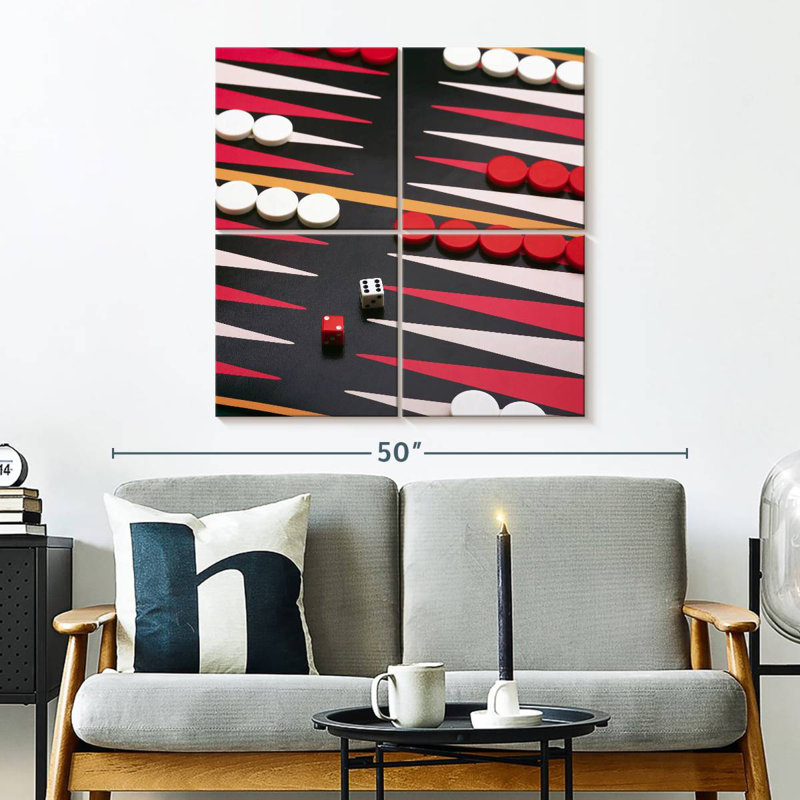 Senne Playing Backgammon, 32" H x 32" W