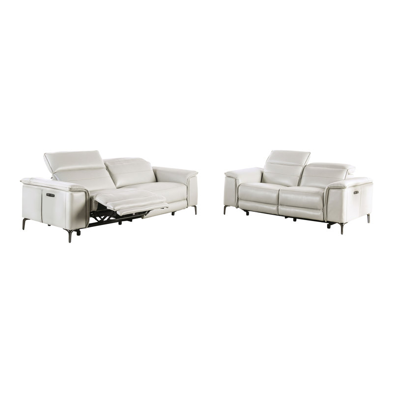 Ensemble de canapé inclinable électrique Chelita, Blanc, 1 Sofa, 1 Loveseat, 1 Chair