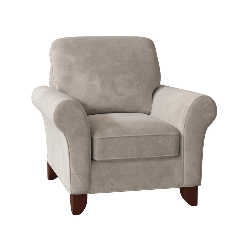 Fauteuil de 38 po de large Almada, Velours performance beige 10 tweets, Pécan, Non