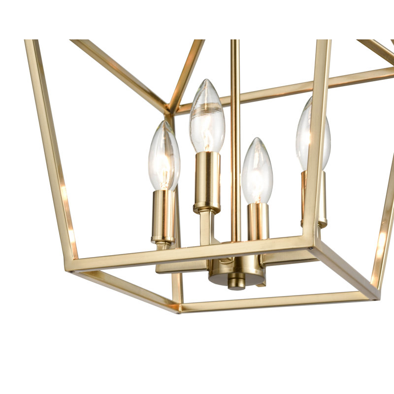 Lustre géométrique à 4 lumières Poisson, Doré, H 17 po x l 12 po x P 12 po